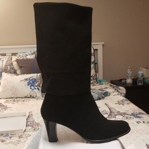 Genuine Black Suede Mid-Calf/Over Knee Boot